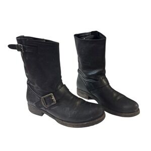 Frye Veronica Short Moto Boot Mid Calf Buckle Leather Size 7.5B
